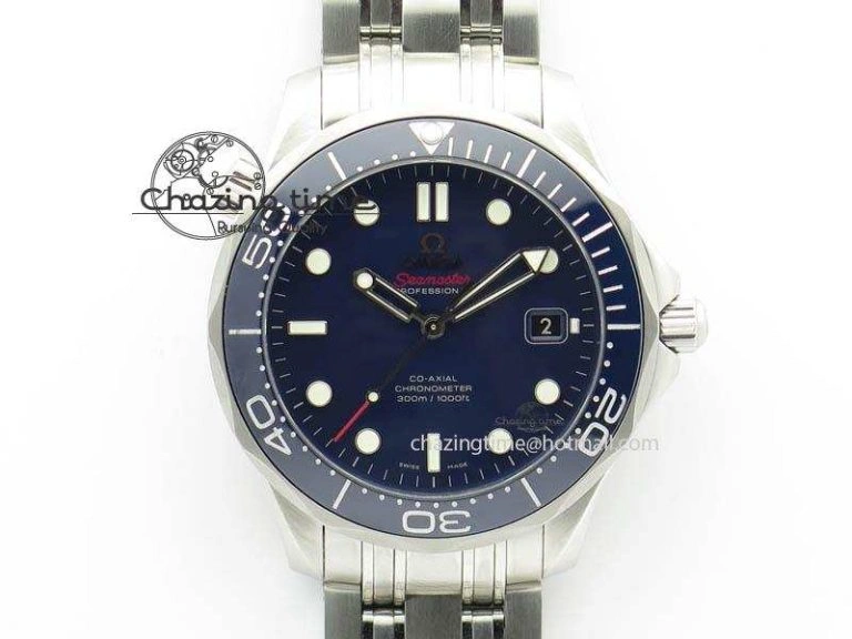Seamaster 300M SS MK 1:1 Best Edition Blue Dial Blue Ceramic Bezel On SS Bracelet A Elegant 8175