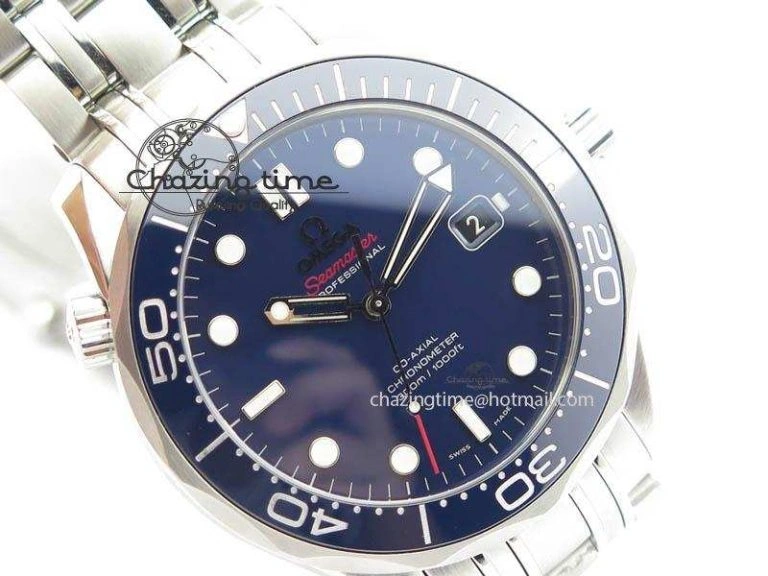 Seamaster 300M SS MK 1:1 Best Edition Blue Dial Blue Ceramic Bezel On SS Bracelet A Elegant 8175