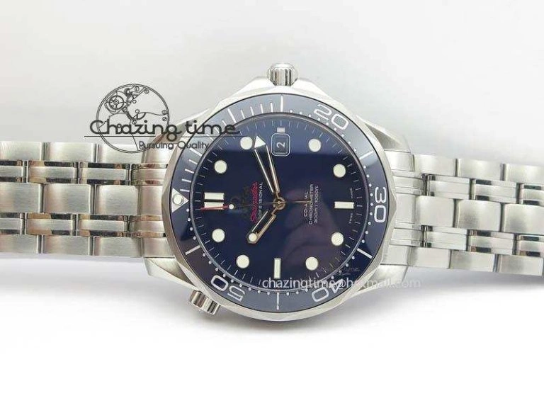 Seamaster 300M SS MK 1:1 Best Edition Blue Dial Blue Ceramic Bezel On SS Bracelet A Elegant 8175