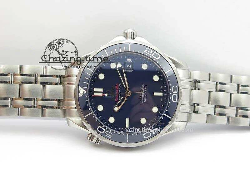 Seamaster 300M SS MK 1:1 Best Edition Blue Dial Blue Ceramic Bezel On SS Bracelet A Elegant 8175