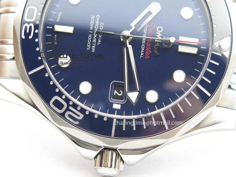 Seamaster 300M SS MK 1:1 Best Edition Blue Dial Blue Ceramic Bezel On SS Bracelet A Elegant 8175