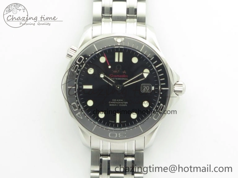 Premium Seamaster 300M SS MKF 1:1 Best Edition Black Dial Black Ceramic Bezel On SS Bracelet A2824 V 8069