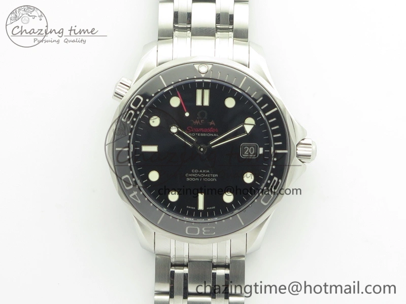 Premium Seamaster 300M SS MKF 1:1 Best Edition Black Dial Black Ceramic Bezel On SS Bracelet A2824 V 8069