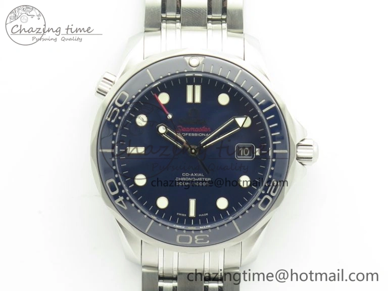 Bright Seamaster 300M SS MKF 1:1 Best Edition Blue Dial Blue Ceramic Bezel On SS Bracelet A2824 V 8061