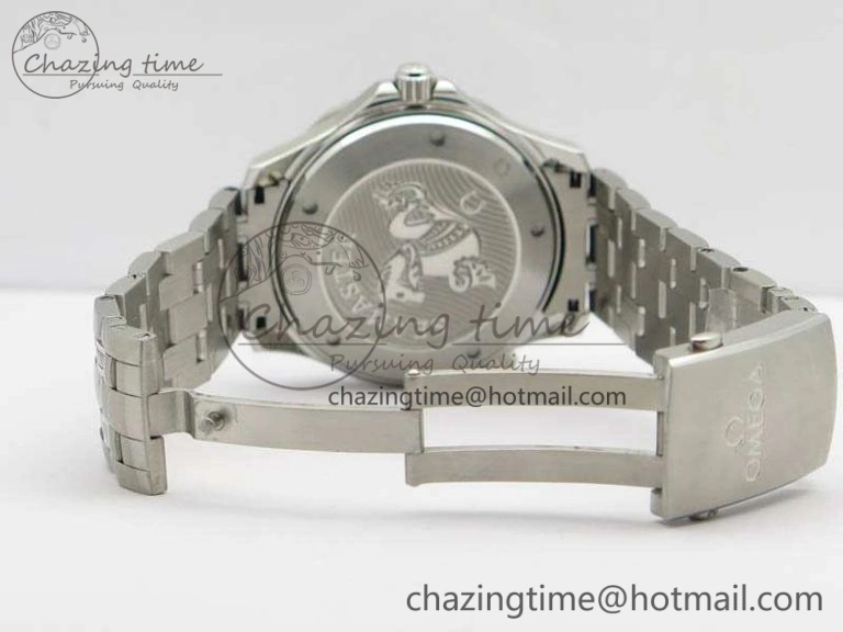 Flexible Seamaster 300M SS OMF 1:1 Best Edition Black Dial Matt Black Ceramic Bezel On SS Bracelet A 8147