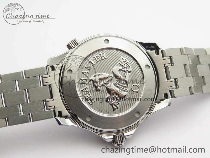 Flexible Seamaster 300M SS OMF 1:1 Best Edition Black Dial Matt Black Ceramic Bezel On SS Bracelet A 8147