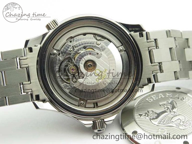 Flexible Seamaster 300M SS OMF 1:1 Best Edition Black Dial Matt Black Ceramic Bezel On SS Bracelet A 8147