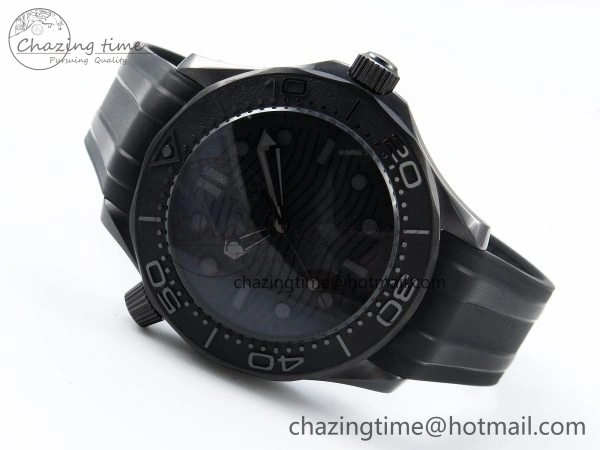 Trendy Seamaster 300m 43.5mm Black Ceramic S+F 1:1 Best Edition Black Dial on Black Rubber Strap A 7731