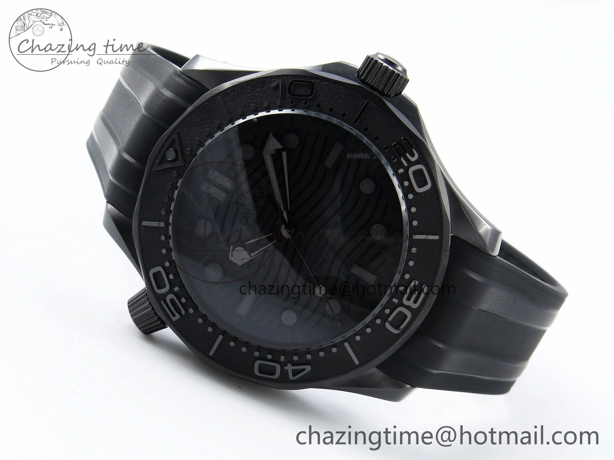 Trendy Seamaster 300m 43.5mm Black Ceramic S+F 1:1 Best Edition Black Dial on Black Rubber Strap A 7731