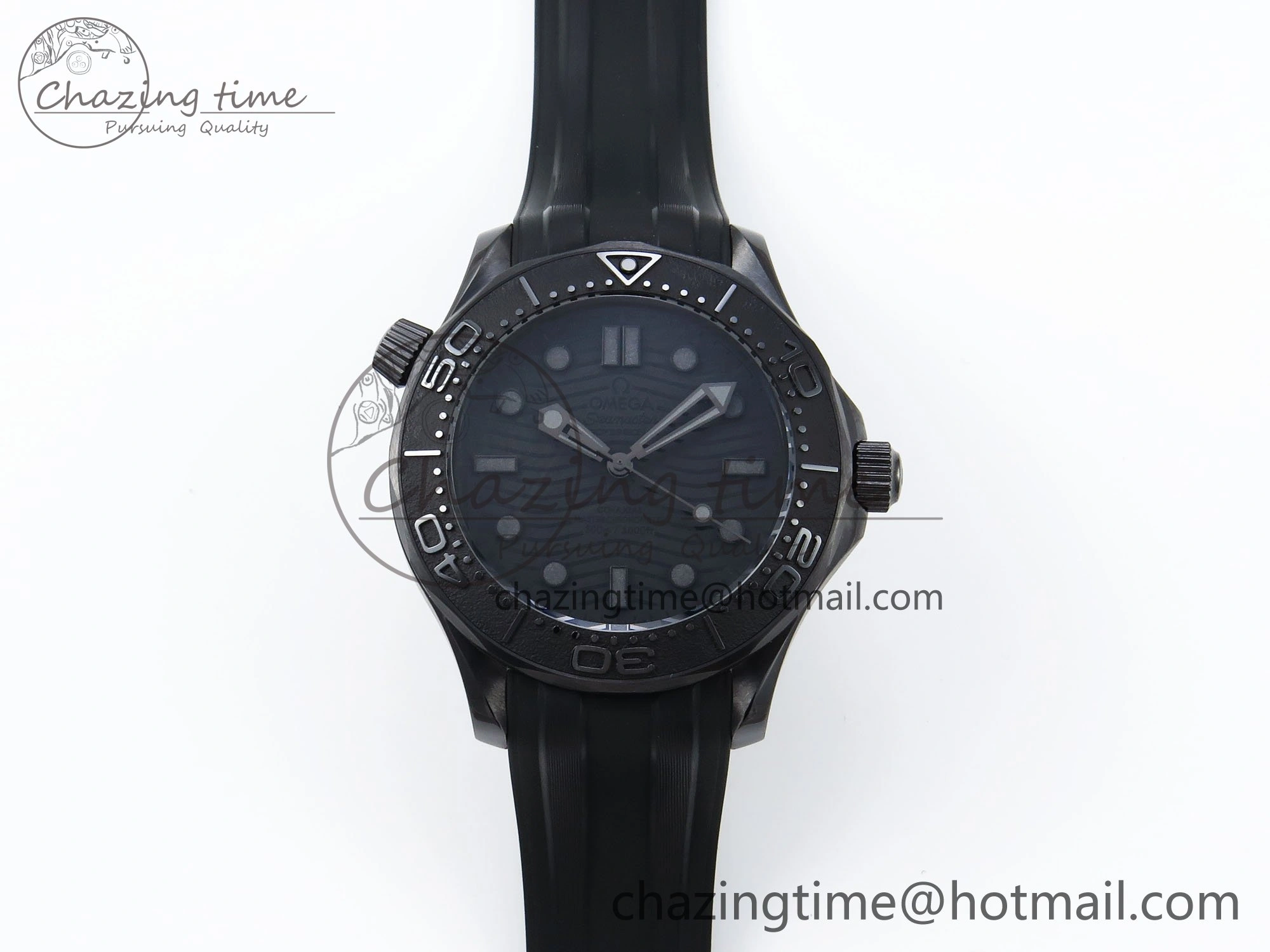Trendy Seamaster 300m 43.5mm Black Ceramic S+F 1:1 Best Edition Black Dial on Black Rubber Strap A 7731