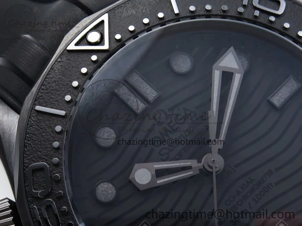 Trendy Seamaster 300m 43.5mm Black Ceramic S+F 1:1 Best Edition Black Dial on Black Rubber Strap A 7731