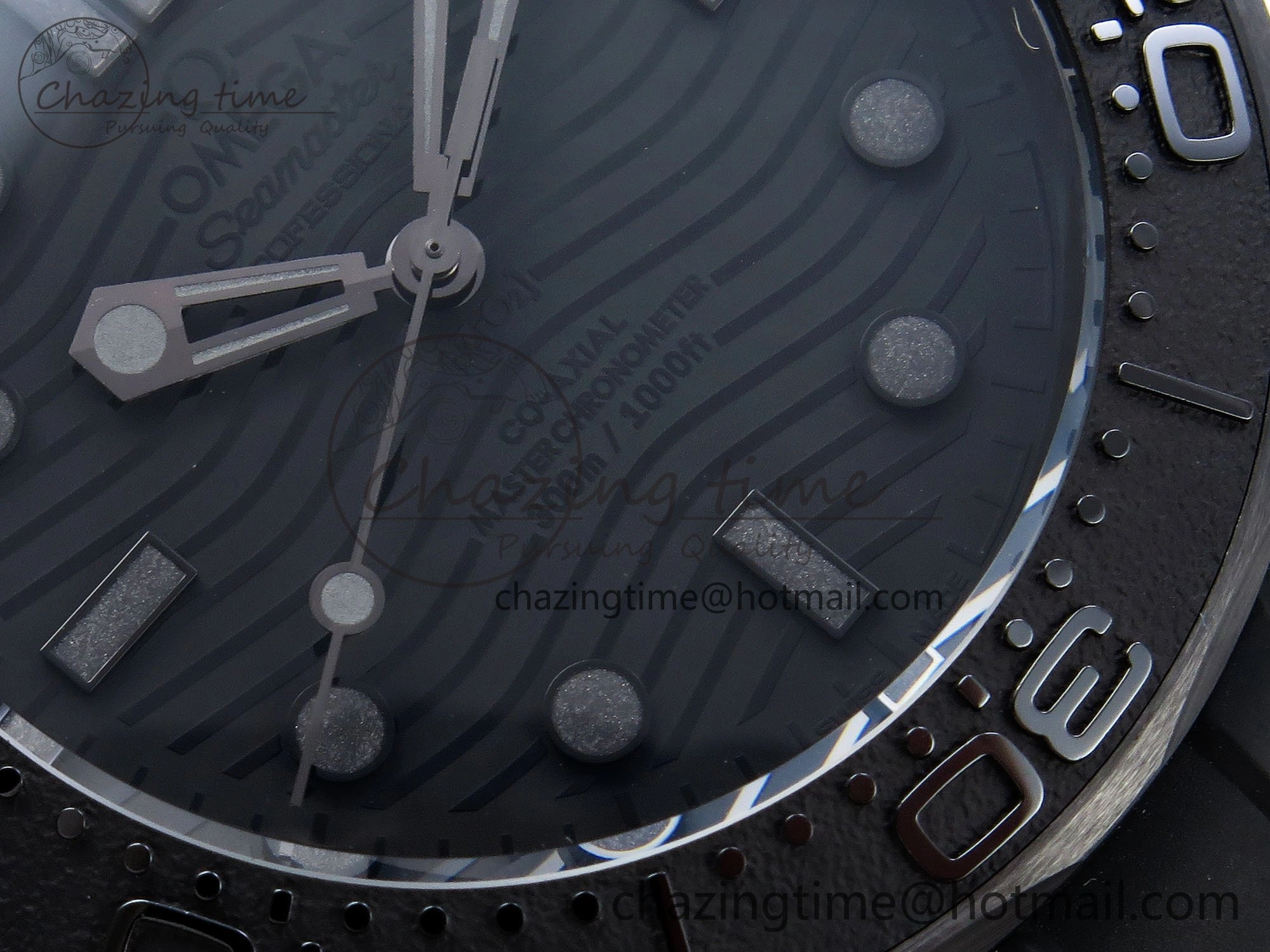 Trendy Seamaster 300m 43.5mm Black Ceramic S+F 1:1 Best Edition Black Dial on Black Rubber Strap A 7731