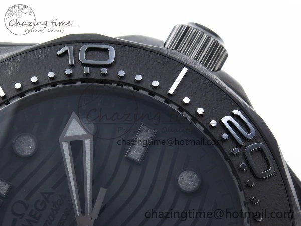 Trendy Seamaster 300m 43.5mm Black Ceramic S+F 1:1 Best Edition Black Dial on Black Rubber Strap A 7731