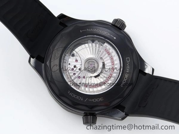 Trendy Seamaster 300m 43.5mm Black Ceramic S+F 1:1 Best Edition Black Dial on Black Rubber Strap A 7731