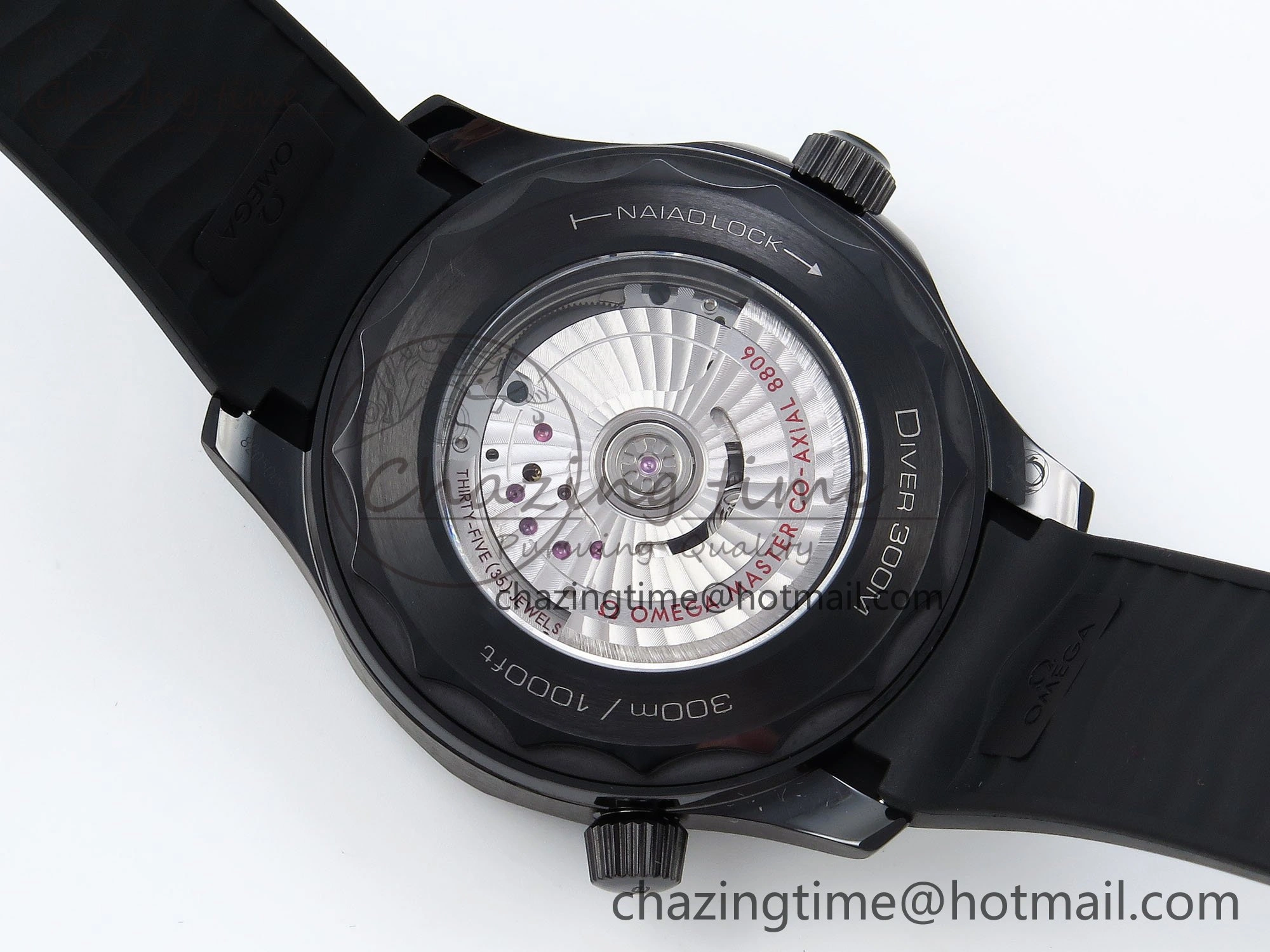 Trendy Seamaster 300m 43.5mm Black Ceramic S+F 1:1 Best Edition Black Dial on Black Rubber Strap A 7731