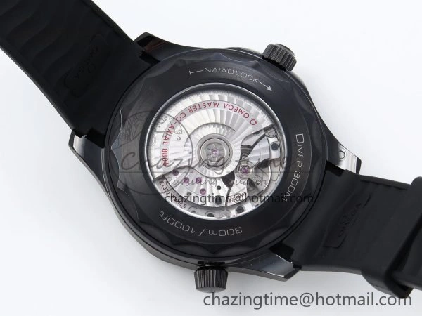 Trendy Seamaster 300m 43.5mm Black Ceramic S+F 1:1 Best Edition Black Dial on Black Rubber Strap A 7731