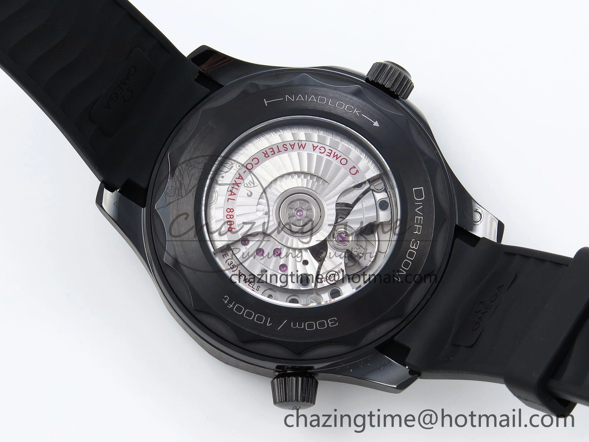 Trendy Seamaster 300m 43.5mm Black Ceramic S+F 1:1 Best Edition Black Dial on Black Rubber Strap A 7731