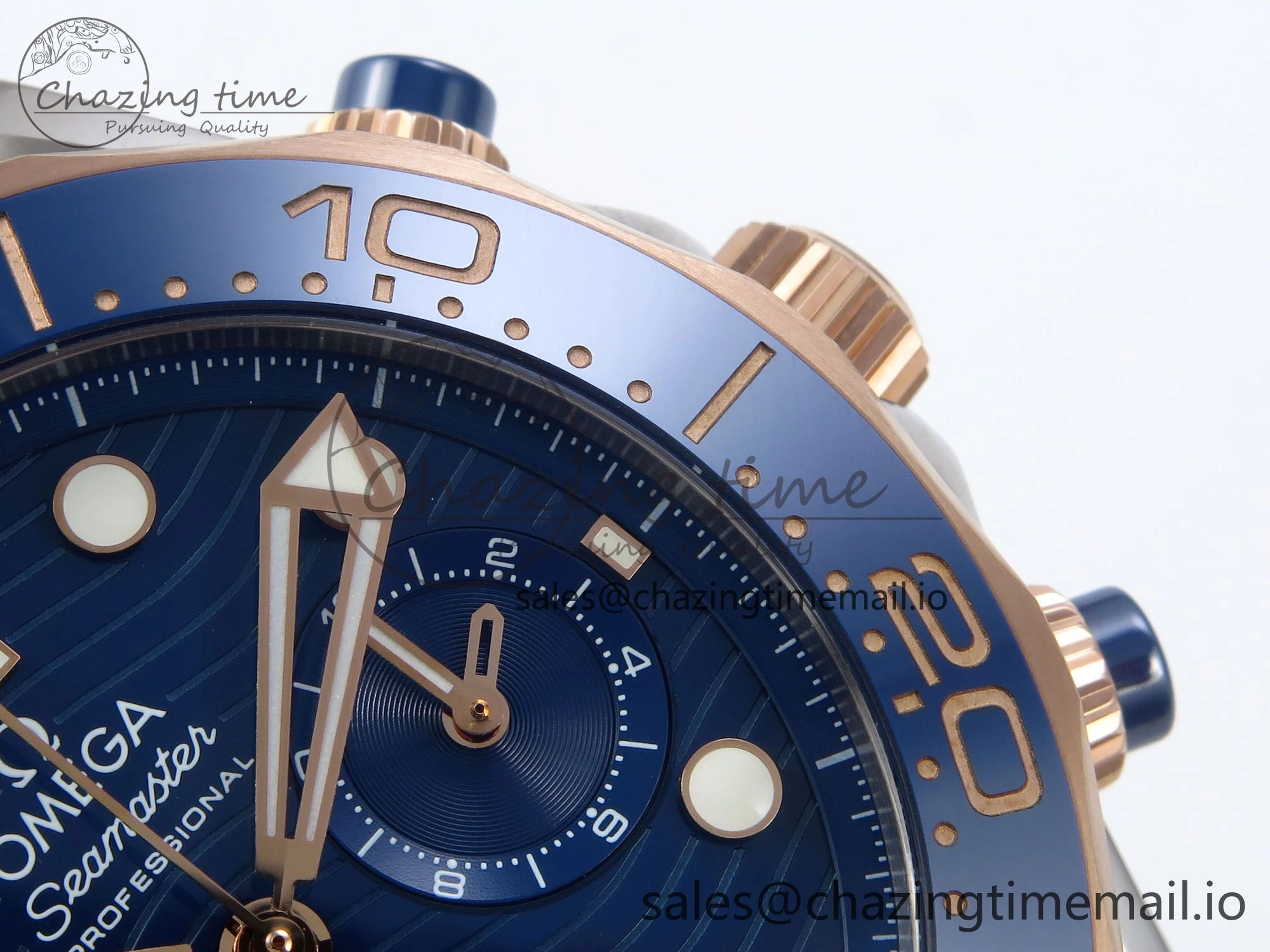 Minimalist Seamaster 300m Chrono SS RG OMF 1:1 Best Edition Blue Dial on SS RG Bracelet A 7686