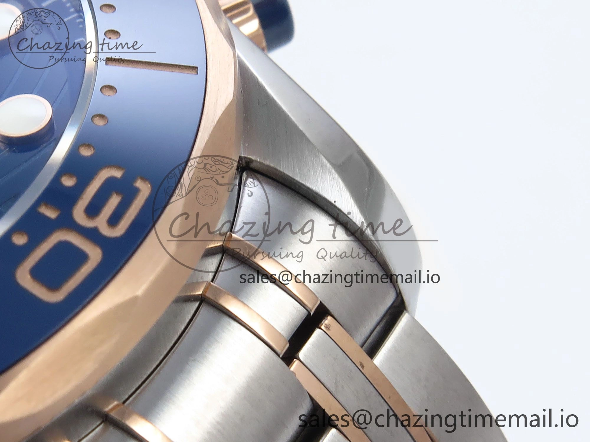 Minimalist Seamaster 300m Chrono SS RG OMF 1:1 Best Edition Blue Dial on SS RG Bracelet A 7686
