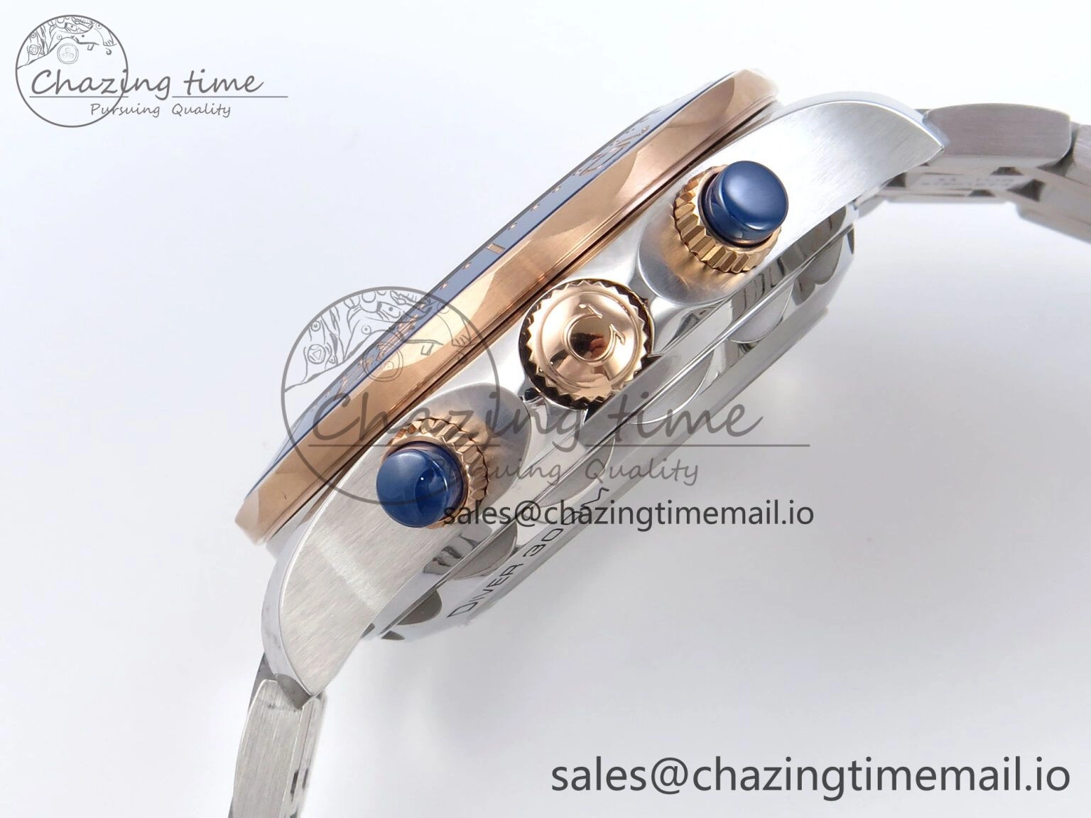Minimalist Seamaster 300m Chrono SS RG OMF 1:1 Best Edition Blue Dial on SS RG Bracelet A 7686