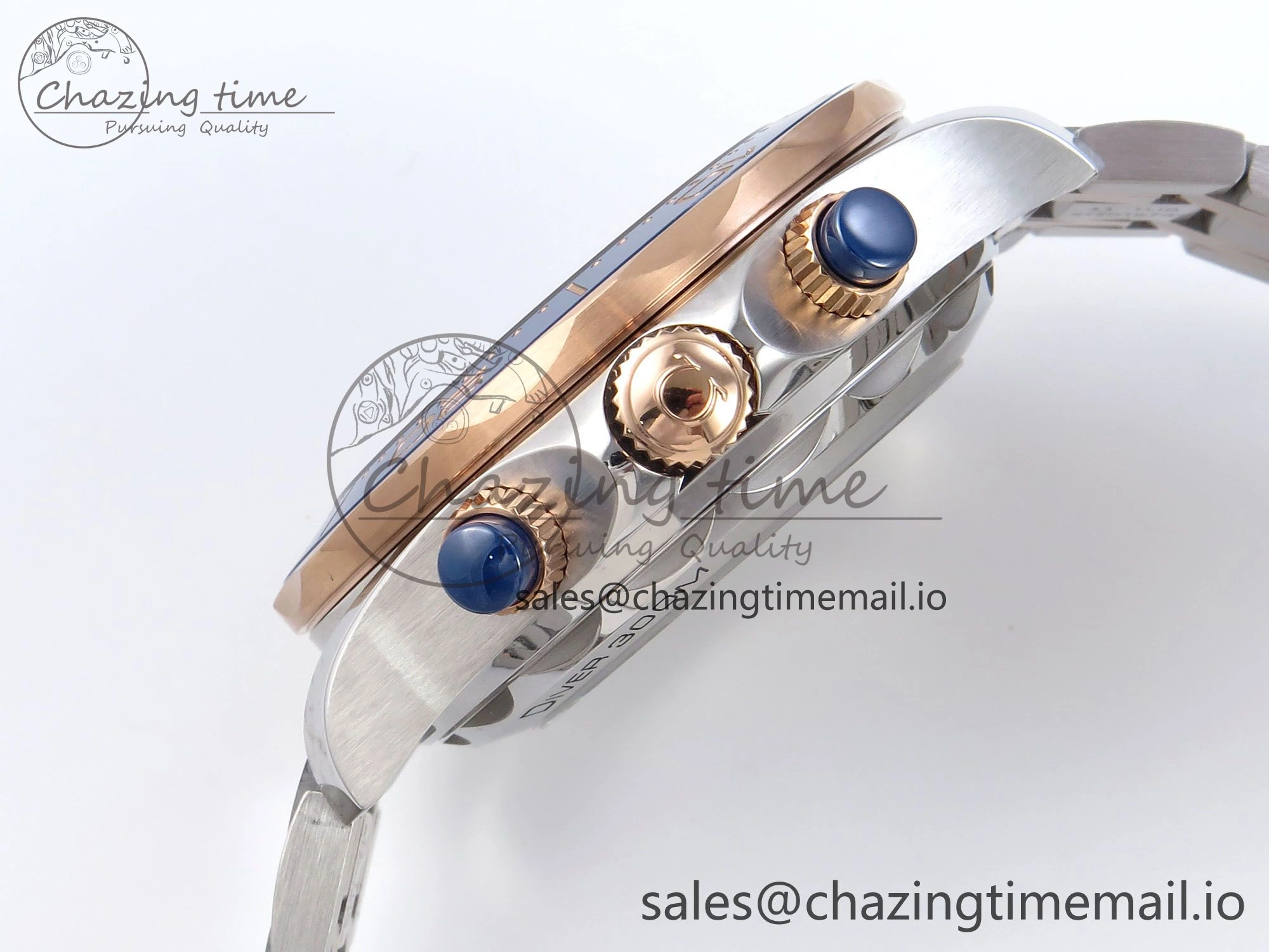 Minimalist Seamaster 300m Chrono SS RG OMF 1:1 Best Edition Blue Dial on SS RG Bracelet A 7686
