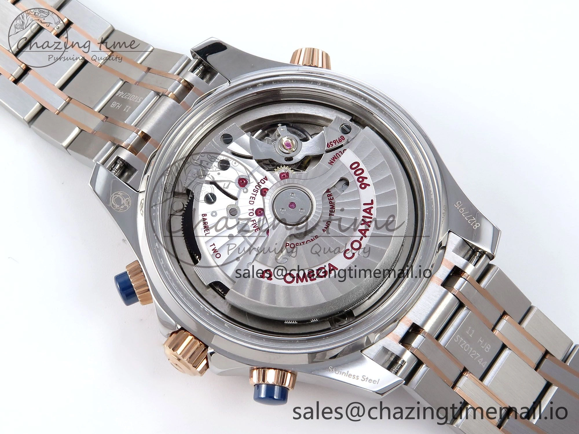 Minimalist Seamaster 300m Chrono SS RG OMF 1:1 Best Edition Blue Dial on SS RG Bracelet A 7686