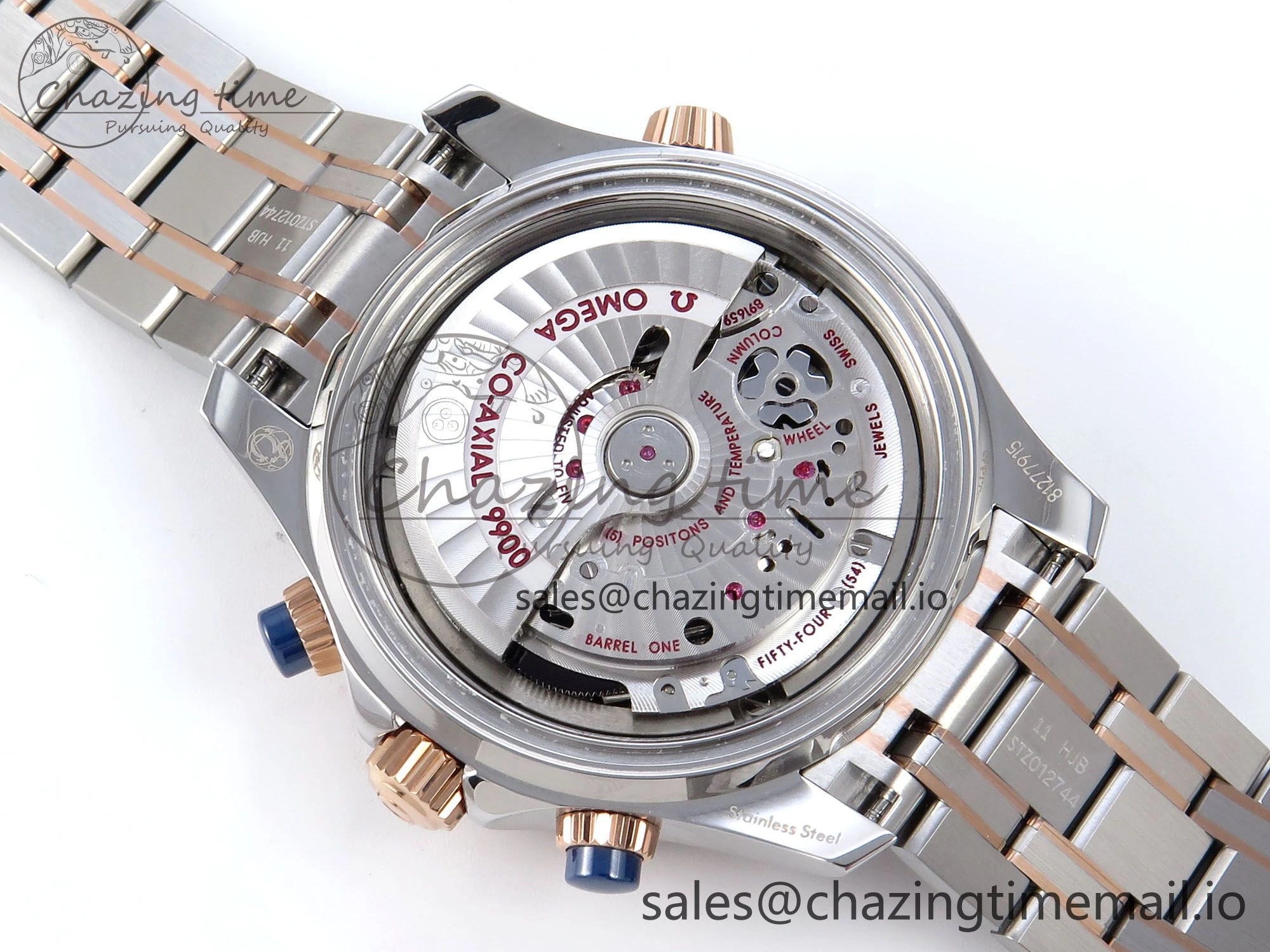 Minimalist Seamaster 300m Chrono SS RG OMF 1:1 Best Edition Blue Dial on SS RG Bracelet A 7686
