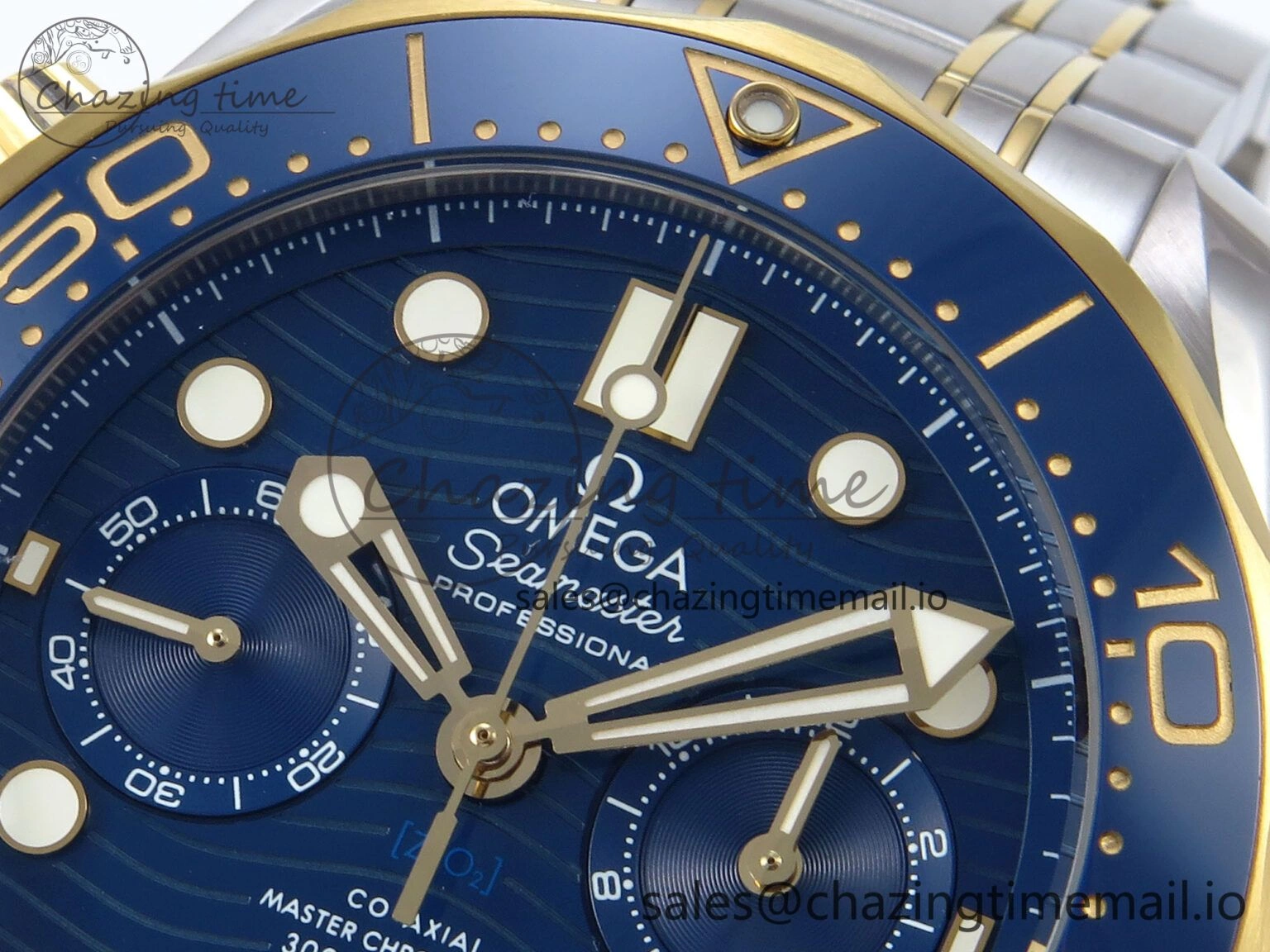 Colorful Seamaster 300m Chrono SS YG OMF 1:1 Best Edition Blue Dial on SS YG Bracelet A 7691