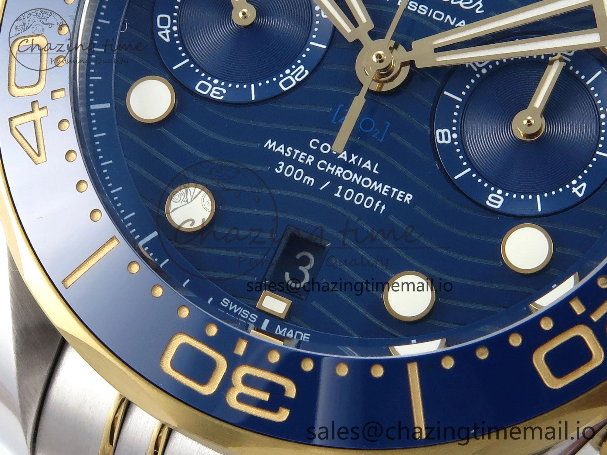 Colorful Seamaster 300m Chrono SS YG OMF 1:1 Best Edition Blue Dial on SS YG Bracelet A 7691