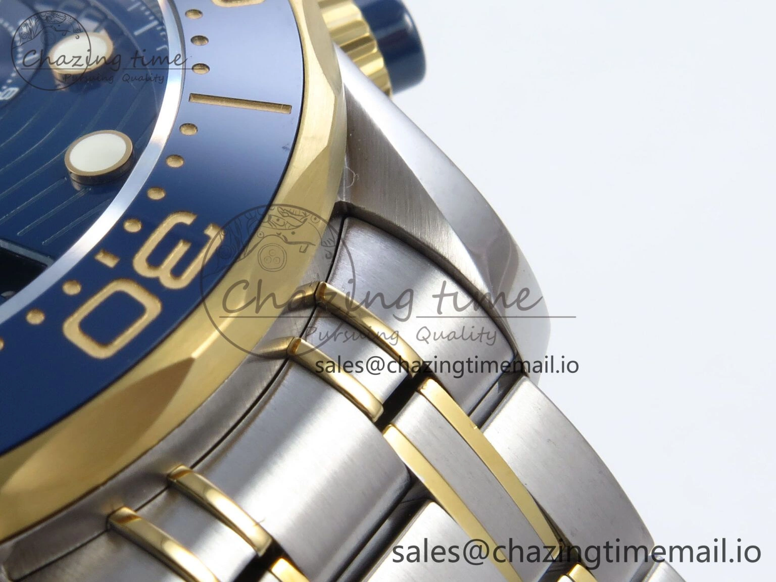 Colorful Seamaster 300m Chrono SS YG OMF 1:1 Best Edition Blue Dial on SS YG Bracelet A 7691