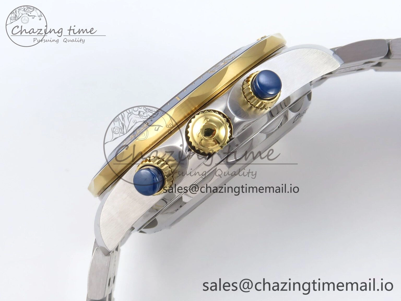 Colorful Seamaster 300m Chrono SS YG OMF 1:1 Best Edition Blue Dial on SS YG Bracelet A 7691