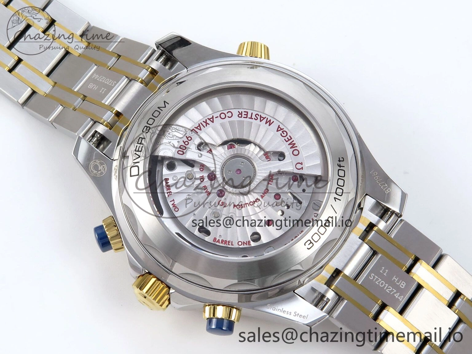 Colorful Seamaster 300m Chrono SS YG OMF 1:1 Best Edition Blue Dial on SS YG Bracelet A 7691