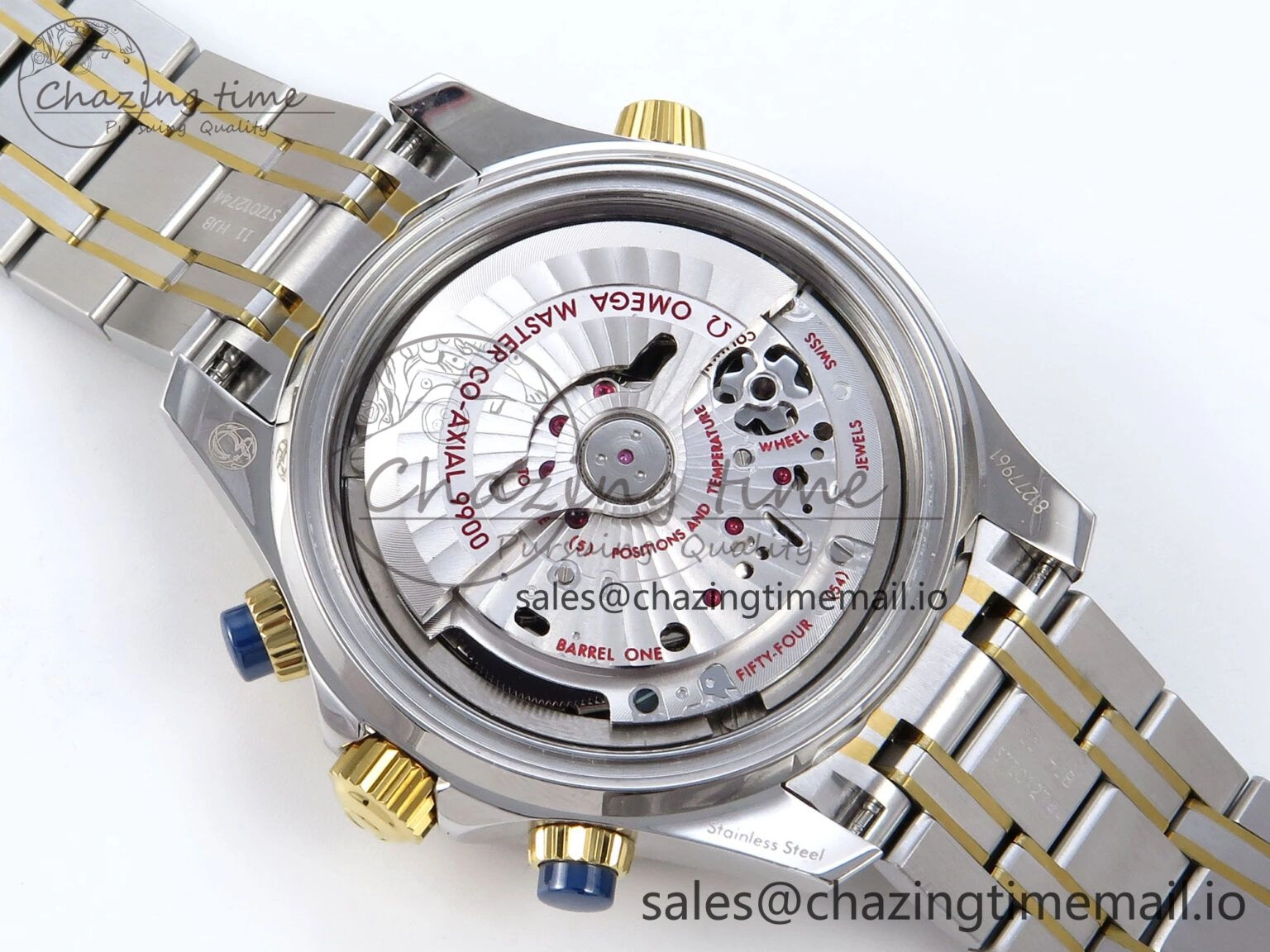 Colorful Seamaster 300m Chrono SS YG OMF 1:1 Best Edition Blue Dial on SS YG Bracelet A 7691