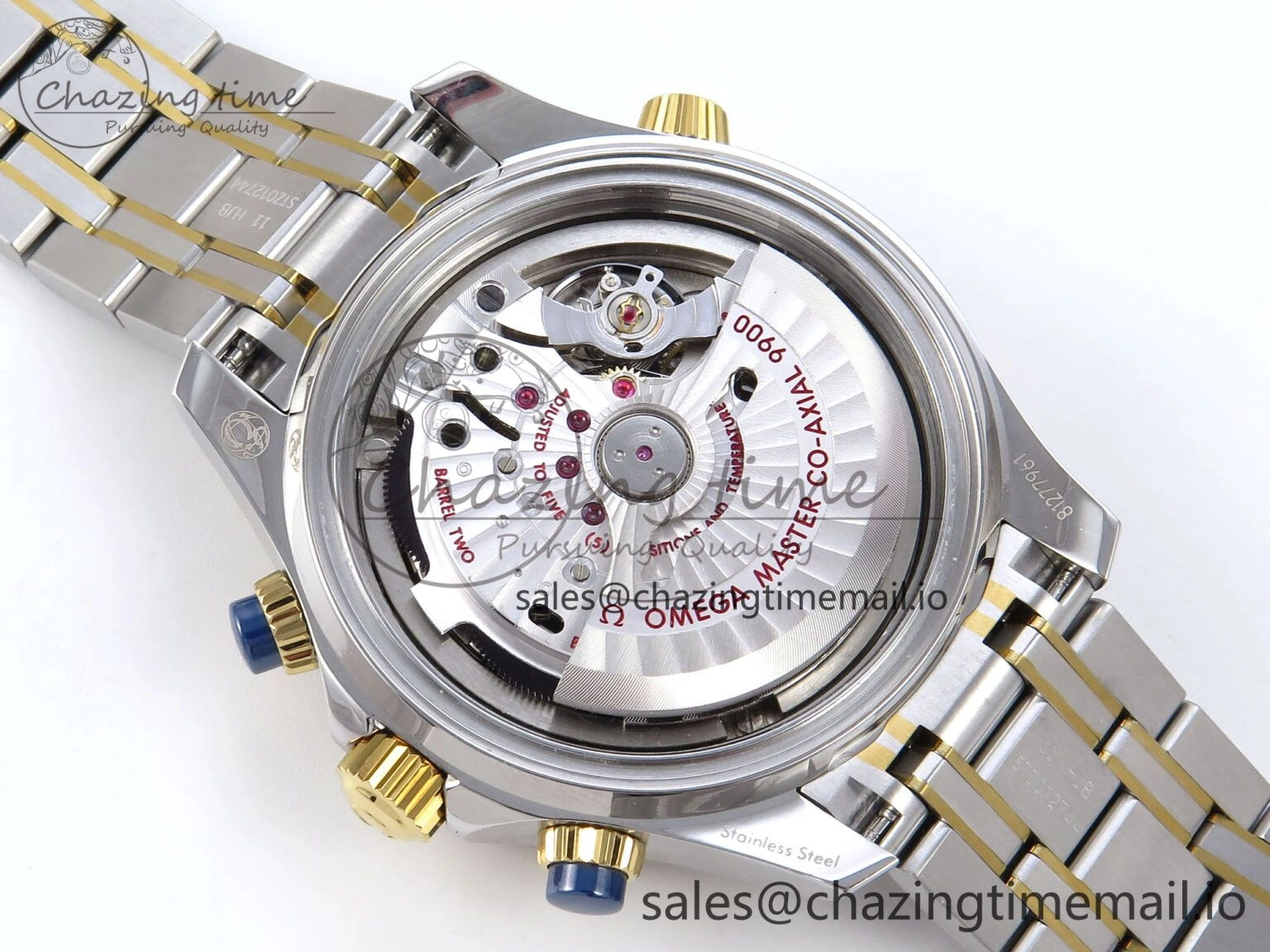Colorful Seamaster 300m Chrono SS YG OMF 1:1 Best Edition Blue Dial on SS YG Bracelet A 7691