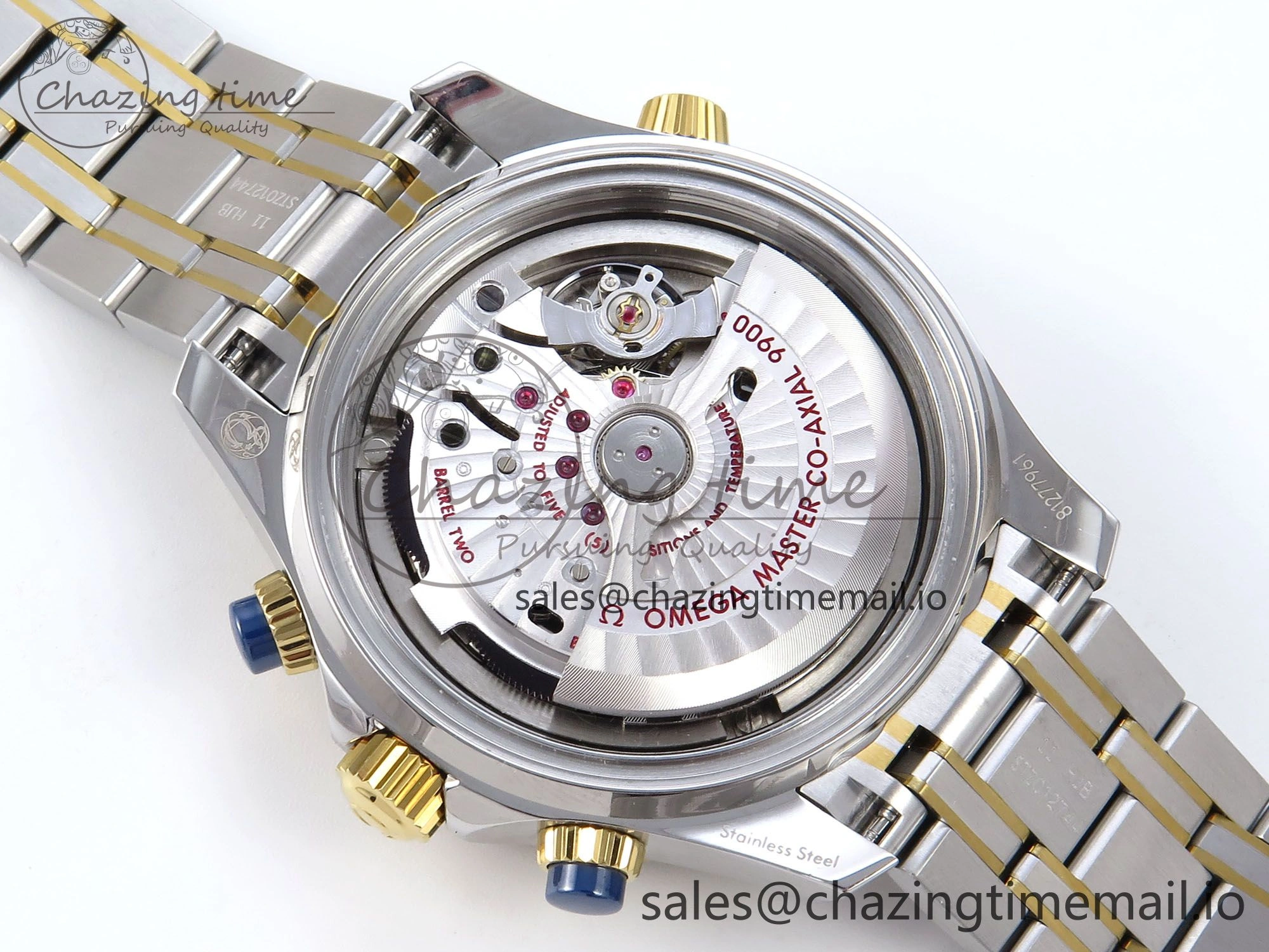 Colorful Seamaster 300m Chrono SS YG OMF 1:1 Best Edition Blue Dial on SS YG Bracelet A 7691