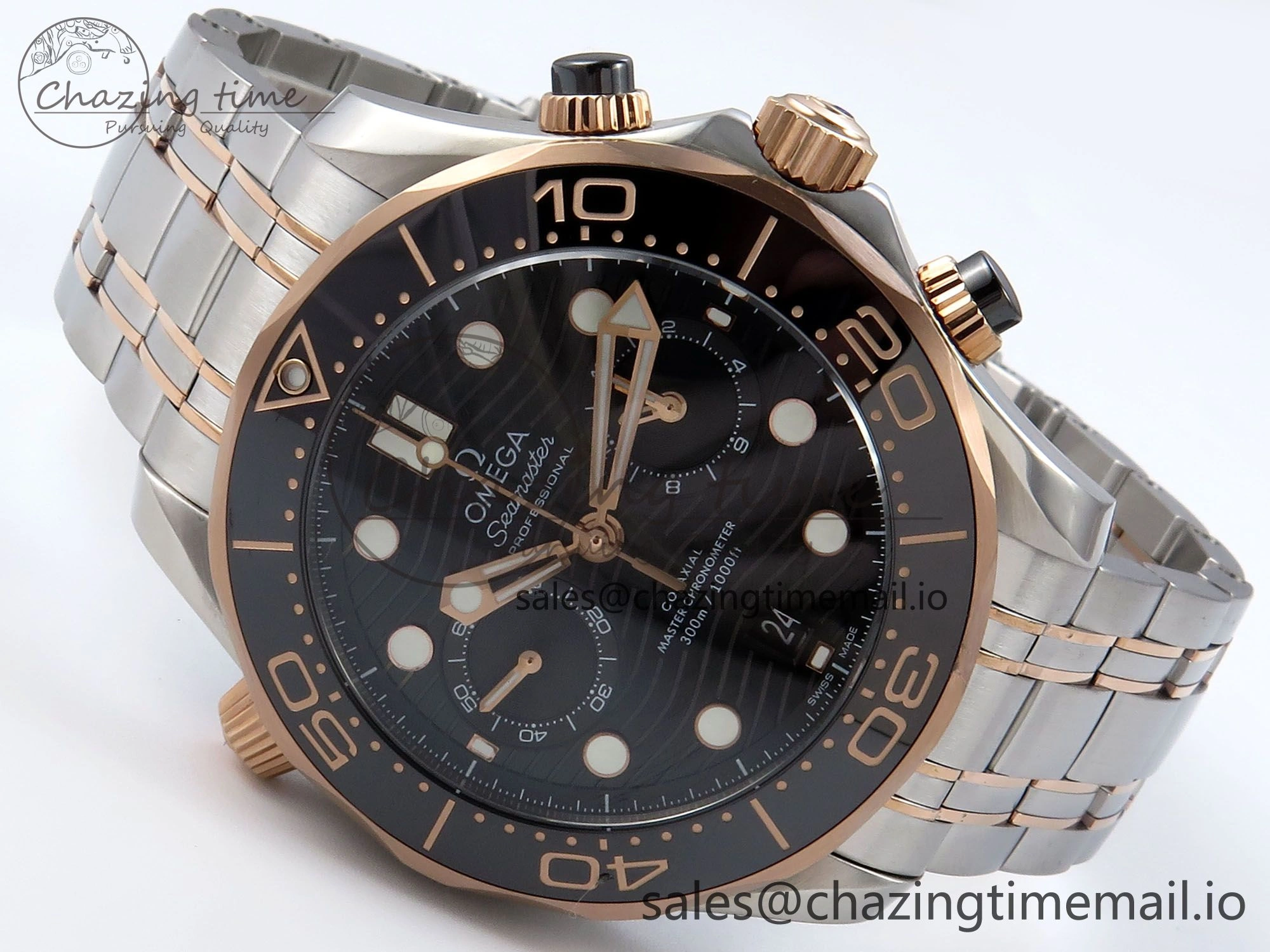 Seamaster 300m Chrono SS YG OMF 1:1 Best Edition Blue Dial on SS YG Bracelet A Cozy 7685