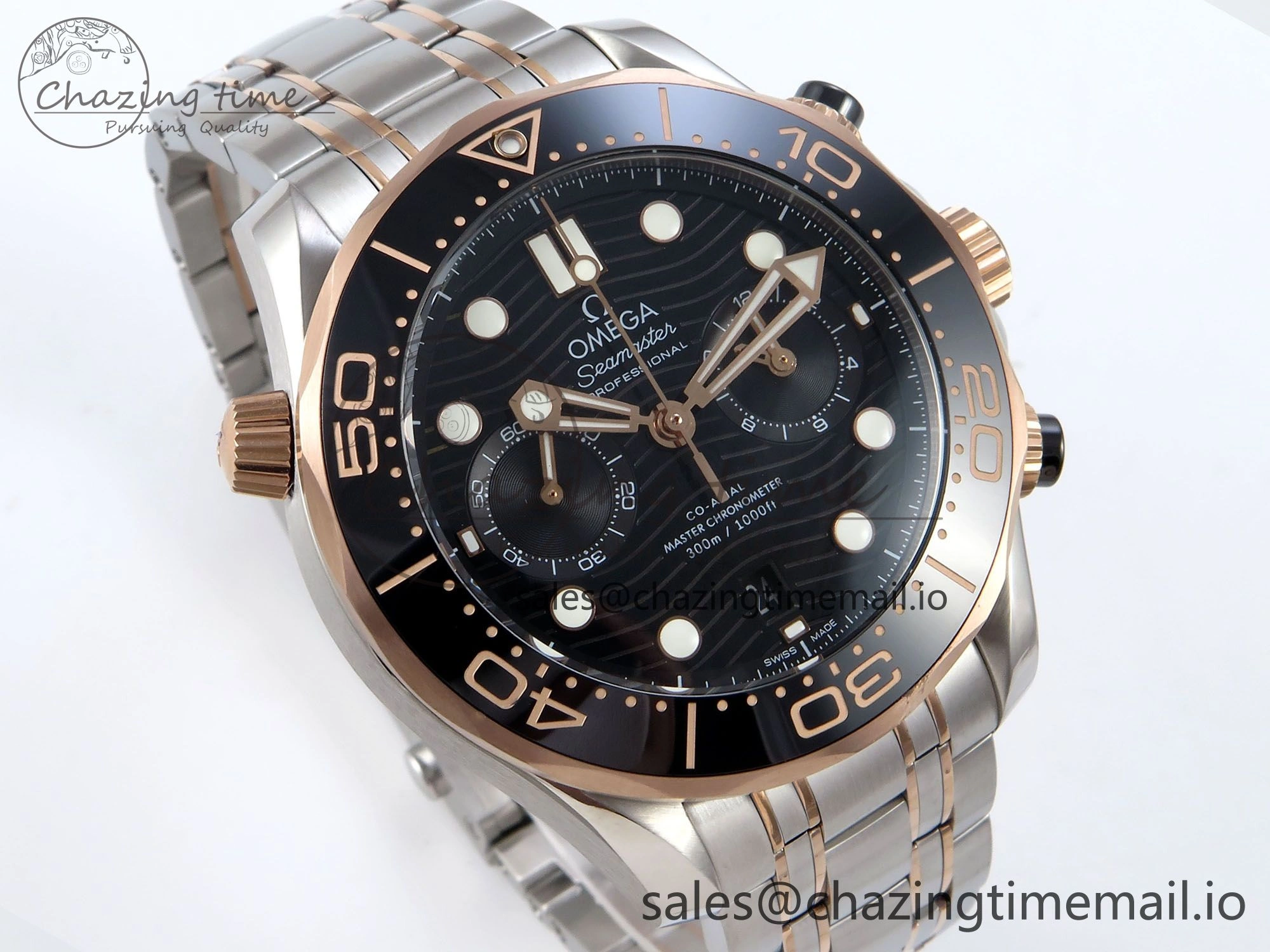 Seamaster 300m Chrono SS YG OMF 1:1 Best Edition Blue Dial on SS YG Bracelet A Cozy 7685