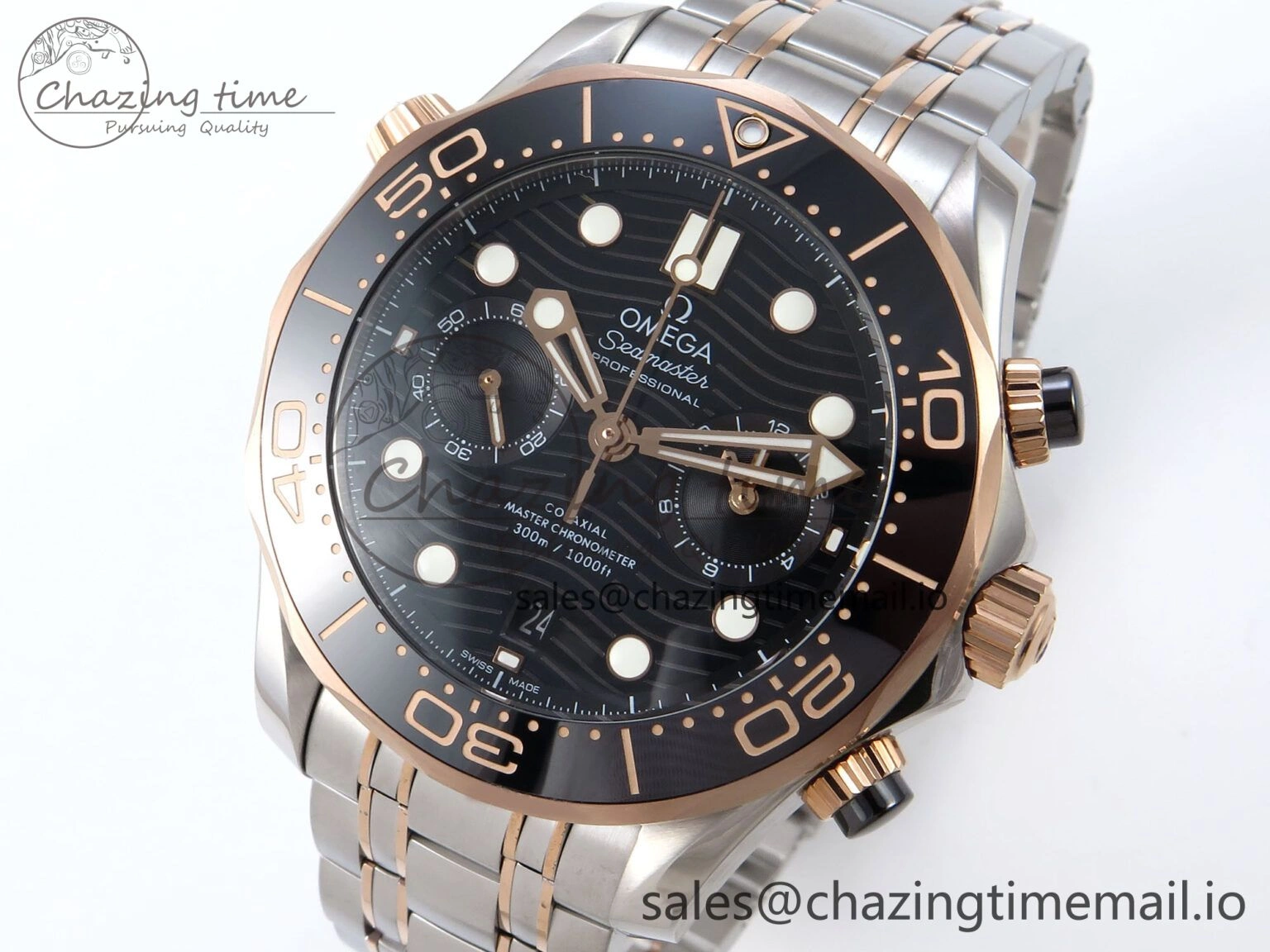 Seamaster 300m Chrono SS YG OMF 1:1 Best Edition Blue Dial on SS YG Bracelet A Cozy 7685