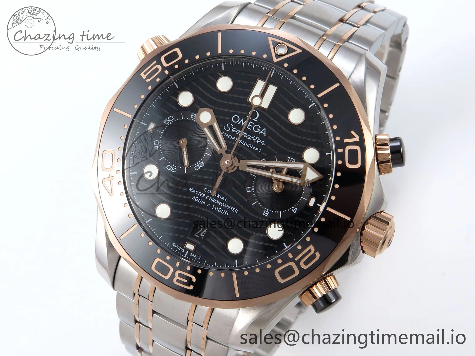 Seamaster 300m Chrono SS YG OMF 1:1 Best Edition Blue Dial on SS YG Bracelet A Cozy 7685