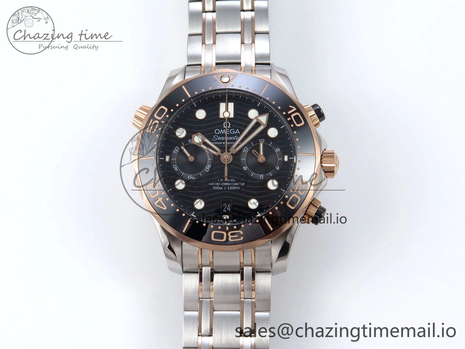 Seamaster 300m Chrono SS YG OMF 1:1 Best Edition Blue Dial on SS YG Bracelet A Cozy 7685