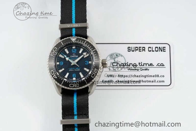 EyeCatching Seamaster 6000M Ultra Deep SS SBF 1:1 Best Edition Black Dial on Black Nylon Strap A8912 Super Clone 7818