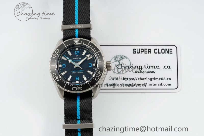 EyeCatching Seamaster 6000M Ultra Deep SS SBF 1:1 Best Edition Black Dial on Black Nylon Strap A8912 Super Clone 7818