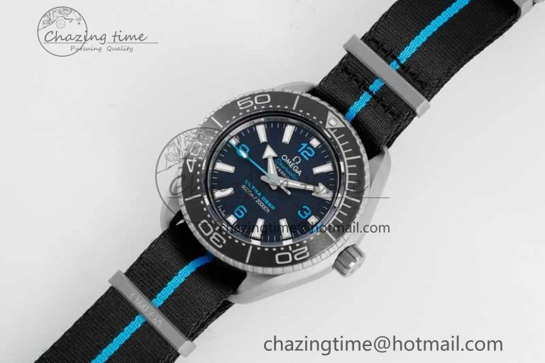EyeCatching Seamaster 6000M Ultra Deep SS SBF 1:1 Best Edition Black Dial on Black Nylon Strap A8912 Super Clone 7818