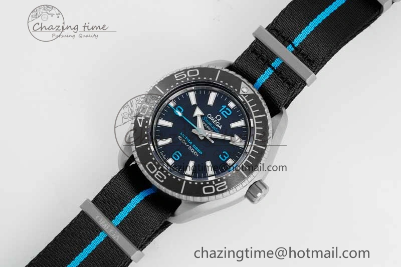 EyeCatching Seamaster 6000M Ultra Deep SS SBF 1:1 Best Edition Black Dial on Black Nylon Strap A8912 Super Clone 7818