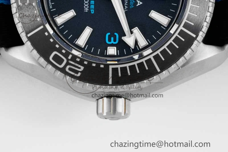 EyeCatching Seamaster 6000M Ultra Deep SS SBF 1:1 Best Edition Black Dial on Black Nylon Strap A8912 Super Clone 7818