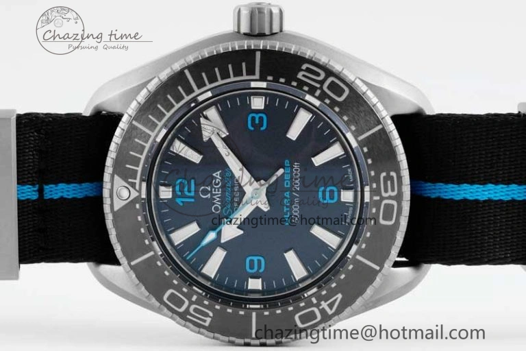 EyeCatching Seamaster 6000M Ultra Deep SS SBF 1:1 Best Edition Black Dial on Black Nylon Strap A8912 Super Clone 7818