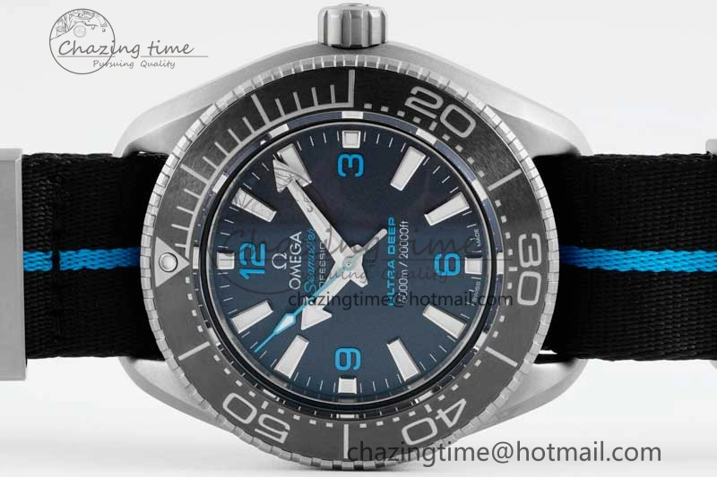 EyeCatching Seamaster 6000M Ultra Deep SS SBF 1:1 Best Edition Black Dial on Black Nylon Strap A8912 Super Clone 7818