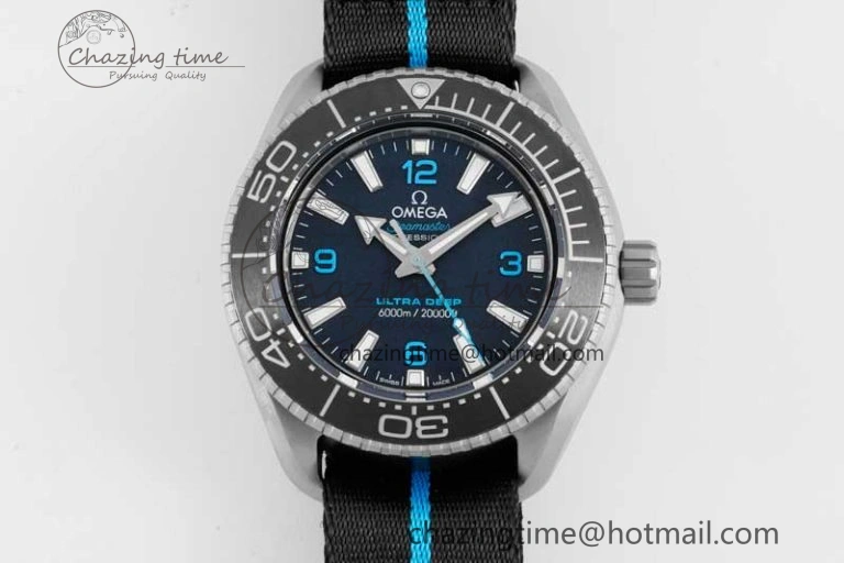 EyeCatching Seamaster 6000M Ultra Deep SS SBF 1:1 Best Edition Black Dial on Black Nylon Strap A8912 Super Clone 7818