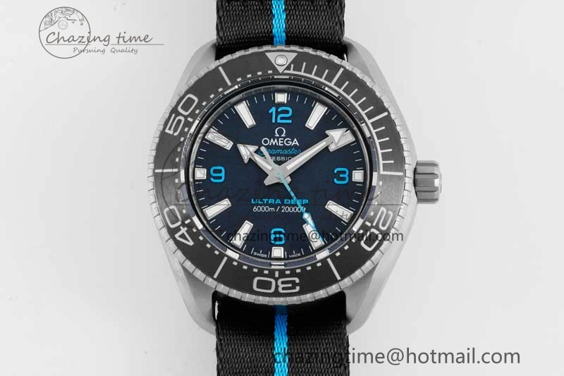 EyeCatching Seamaster 6000M Ultra Deep SS SBF 1:1 Best Edition Black Dial on Black Nylon Strap A8912 Super Clone 7818