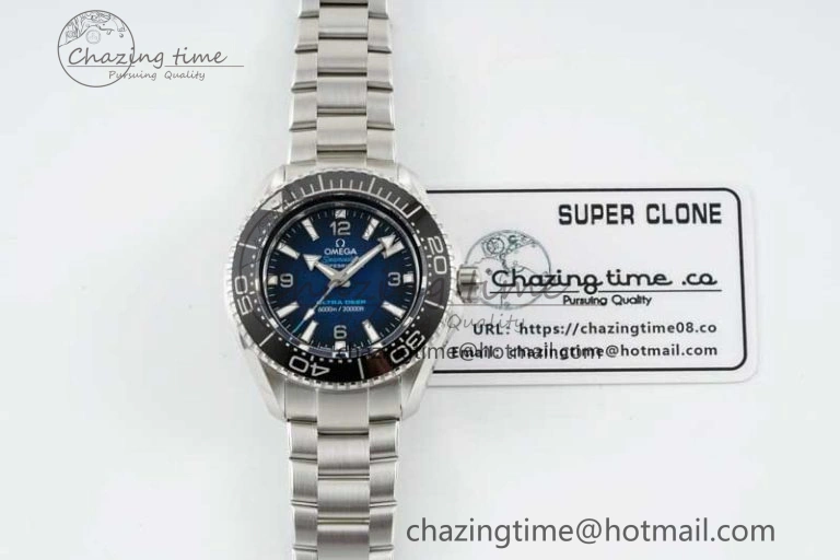 Seamaster 6000M Ultra Deep SS SBF 1:1 Best Edition Deep Blue Dial on SS Bracelet A8912 Super Clone SunProtective 7816